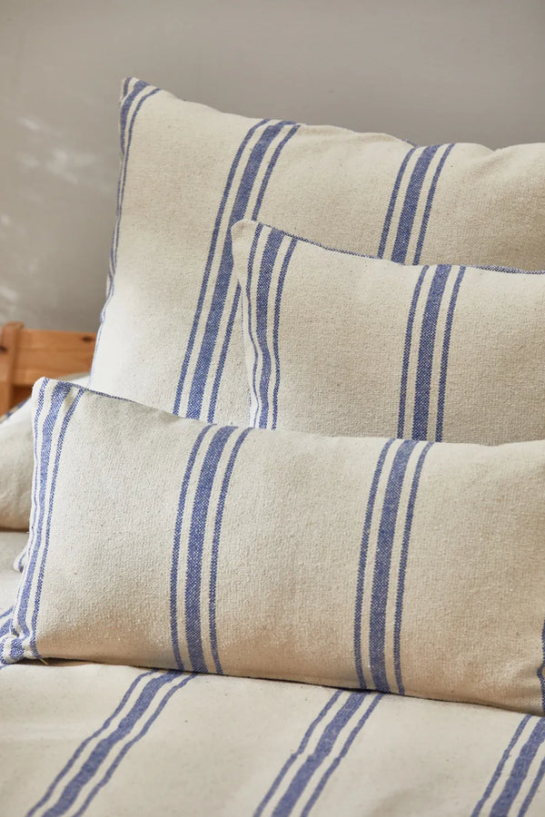 Cushion cover with blue woven stripe Bari