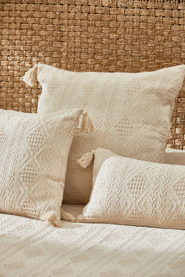 Cushion cover with cream Greek fret pattern Chicago