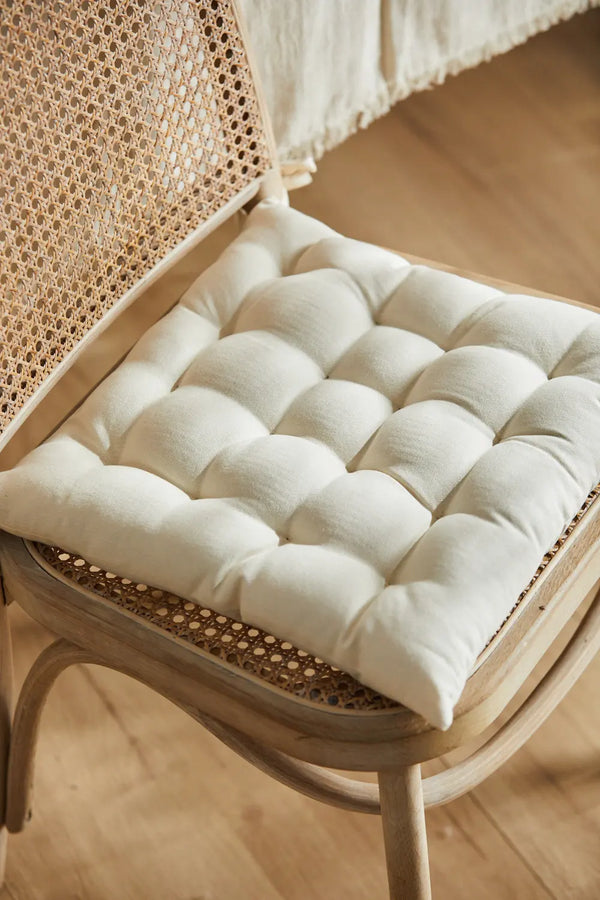 Cojín para silla cuadrado lavable de algodón beige Gavema