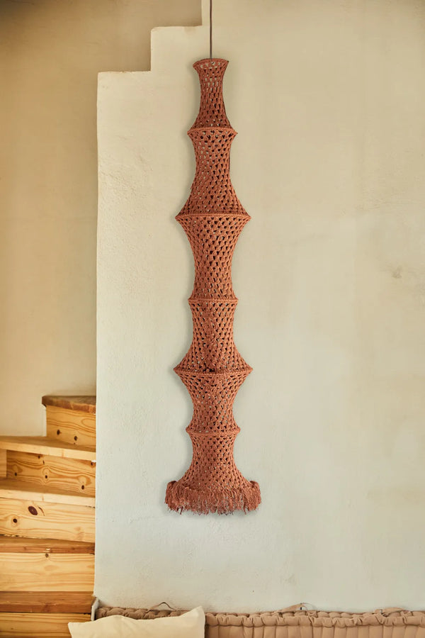 Pantalla alargada para lámpara de techo de crochet tierra Pleko