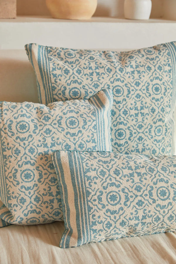 Turquoise Salermo dhurrie cushion cover