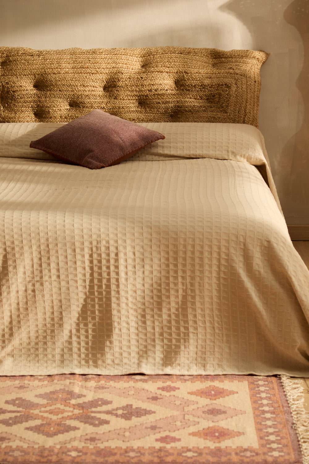 Couvre-lit en lin lavé terracotta doublure en percale de coton lavé