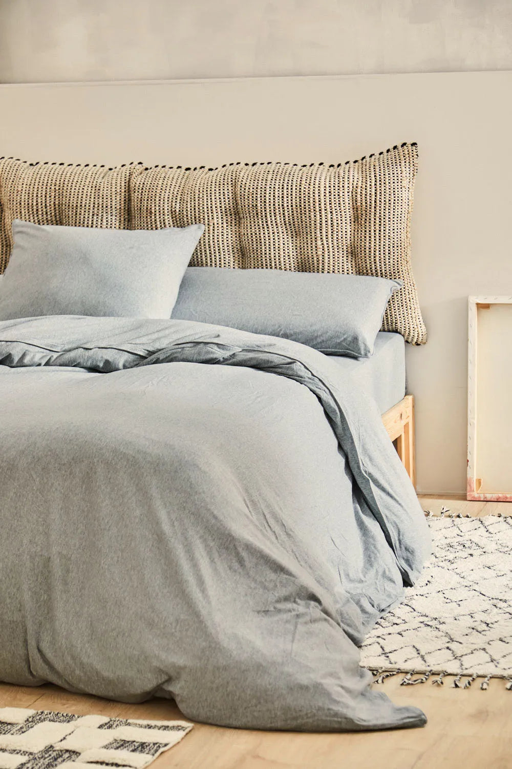 Gray Jersey knit duvet cover pillow set Calma House