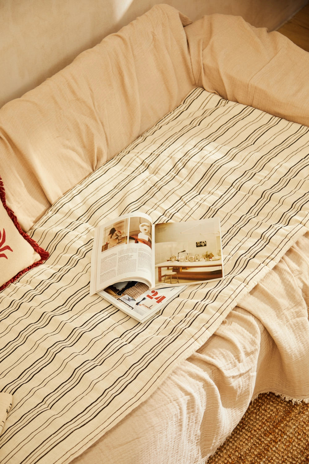 Colchón topper de algodón a rayas Leucate Calma House