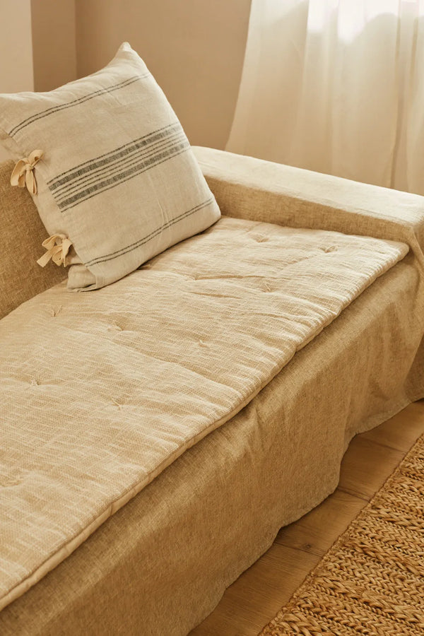 Topper pour canapé et lit en coton Jaipur écru