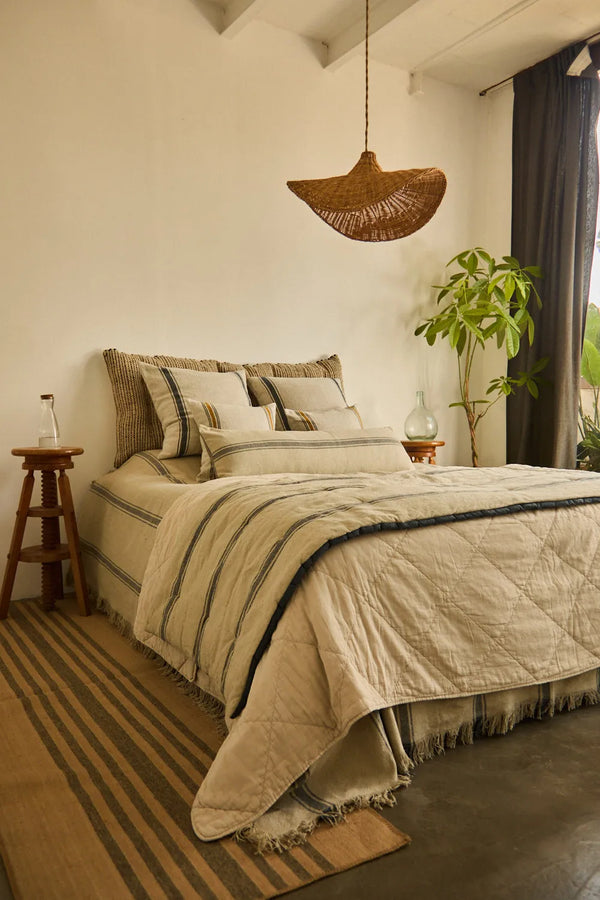 Begur woven stripe bedspread