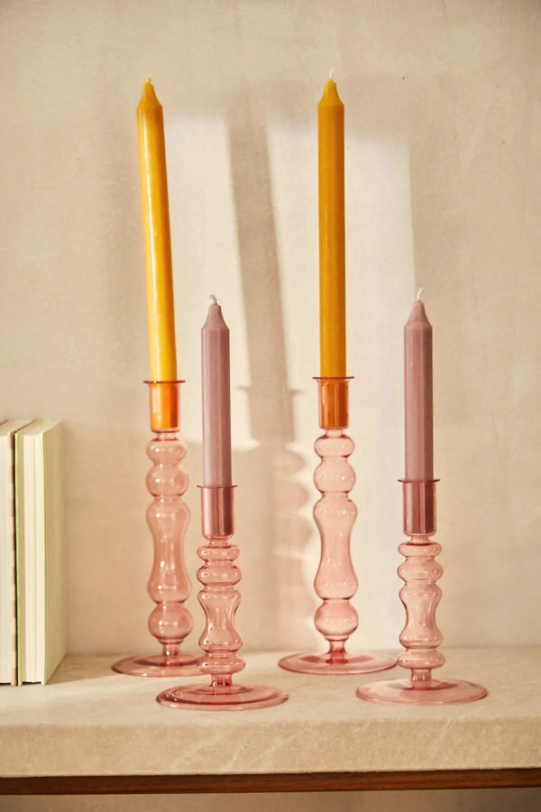 Beira pink glass candleholder