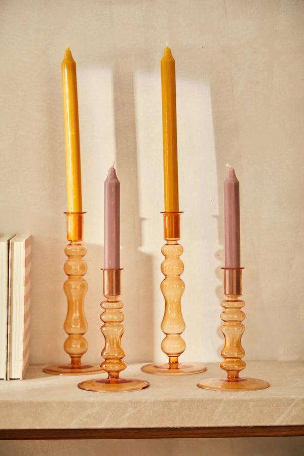 Candelabro de vidrio mostaza Beira