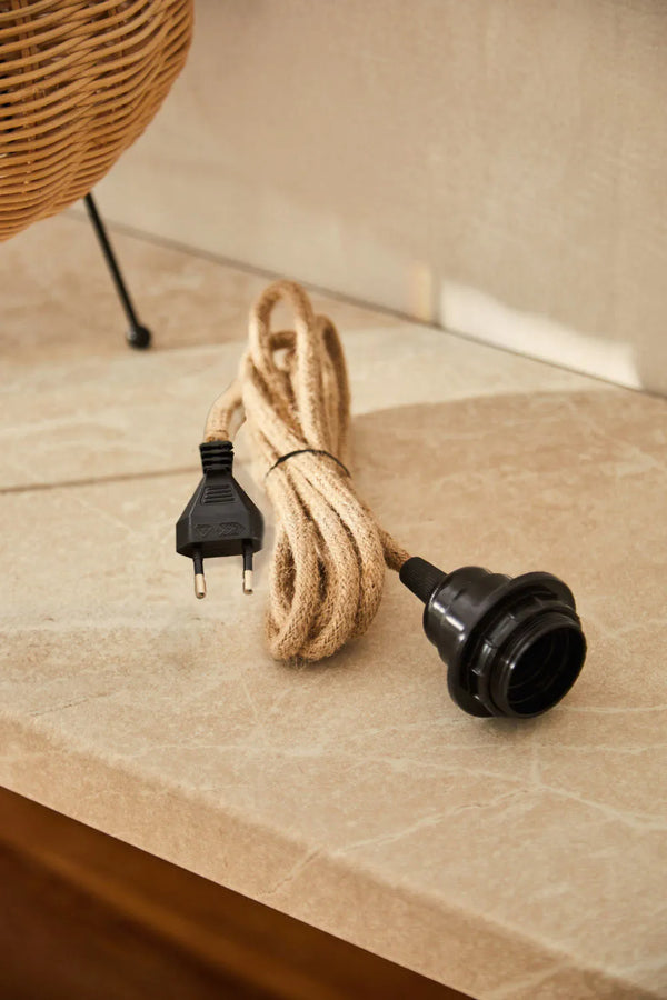 Electrical cord with E14 lamp holder and CE plug natural Cable