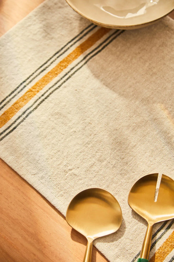 Golfet Mustard Woven Stripe Linen Placemat