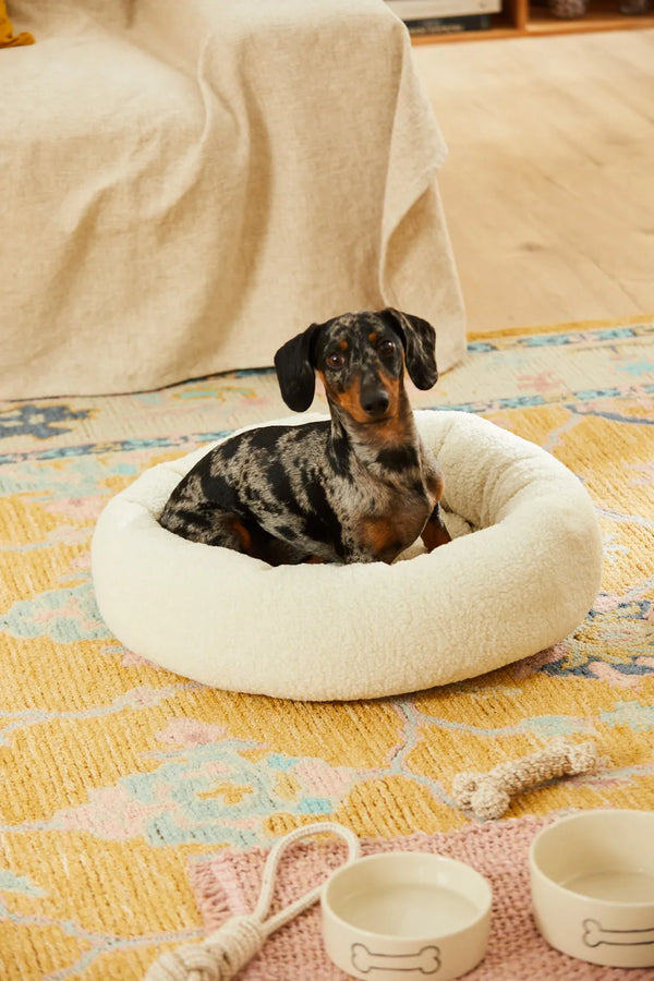 Removable round pet bed with removable covers Ecru Henry