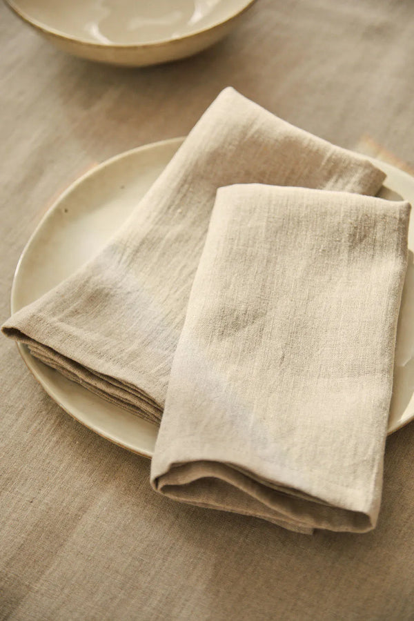 Set of 2 beige pure linen napkins Lino