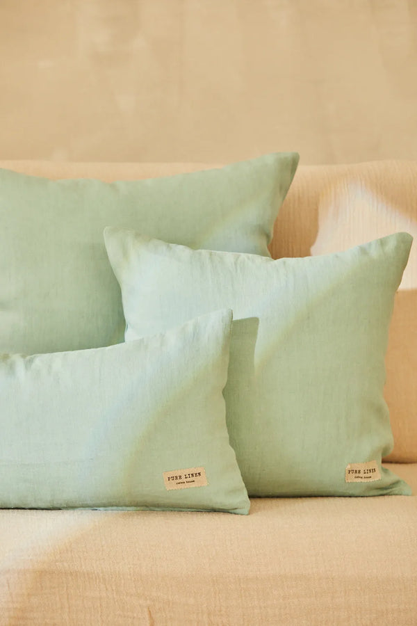 Housse de coussin vert Lino2