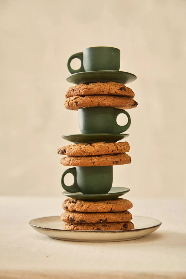 Ensemble de 2 tasses à café et assiette à matcha en céramique