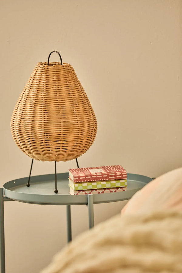 Cane wicker table lamp