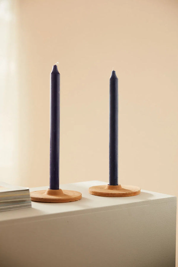 Navy blue wax candle