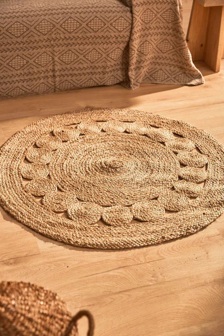 El yute trenzado Artesanal de alfombras alfombra redonda 100 cm de