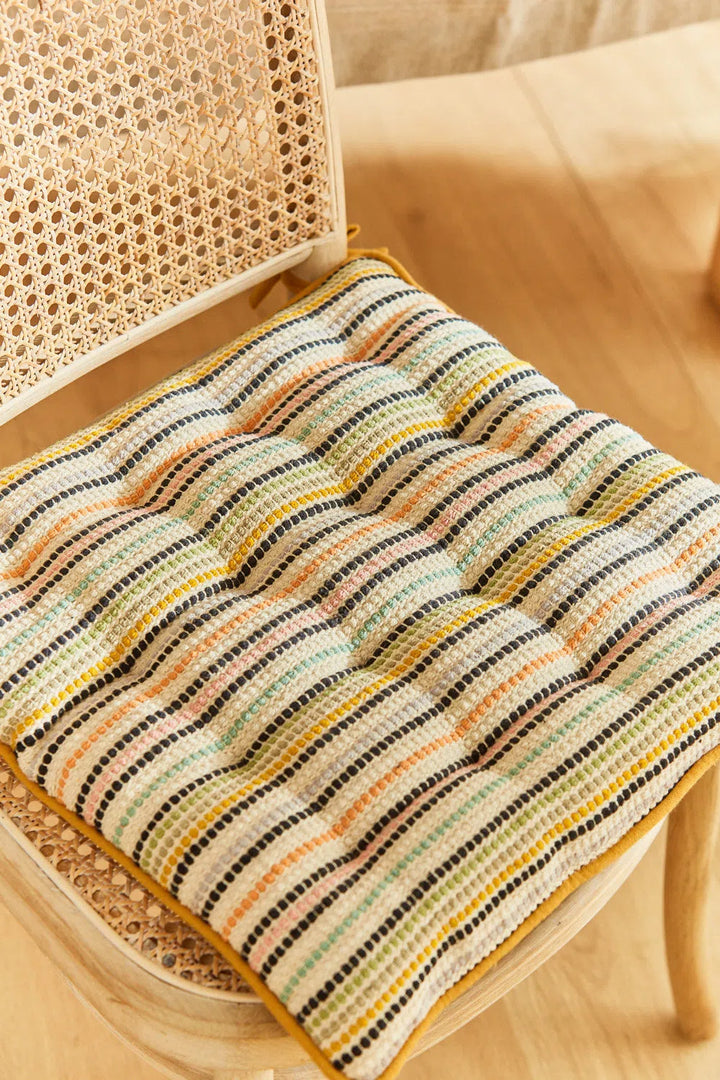 Cojín de silla cuadrado lavable de algodón con raya tejida Oran-Calma House