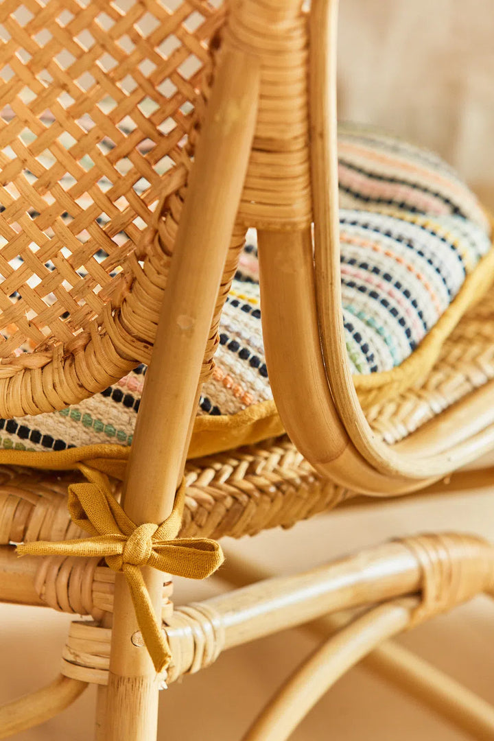 Cojín de silla redondo lavable de algodón con raya tejida Oran-Calma House