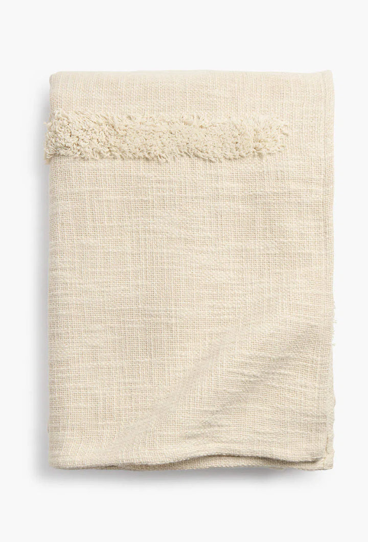 Colcha de algodón con motivo en tufting crudo Bagua-Calma House