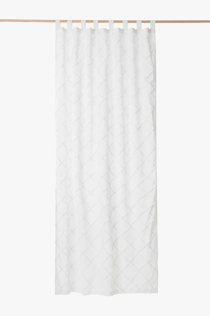 Cortina de algodón con relieve de rombos blanca Royal-Calma House