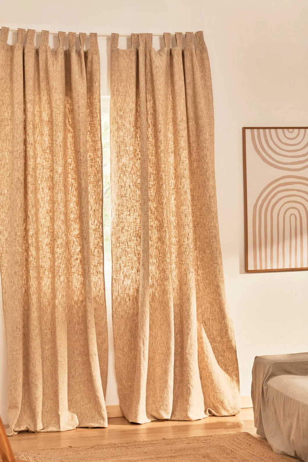 Cortina semiopaca de lino beige Arga-Calma House