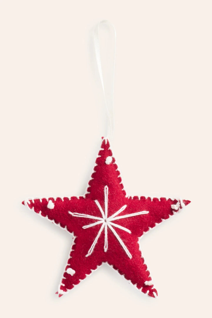 Estrella festiva de fieltro rojo Star-Calma House