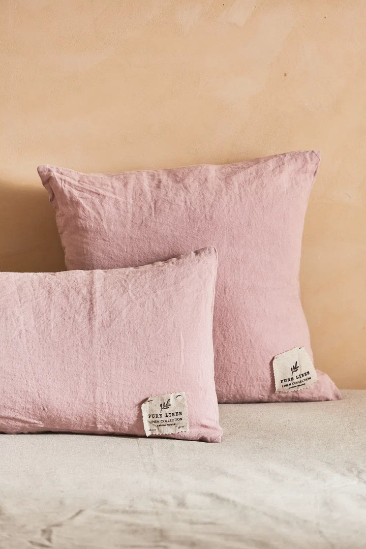 Funda de cojín de lino lavado rosa Lino-Calma House