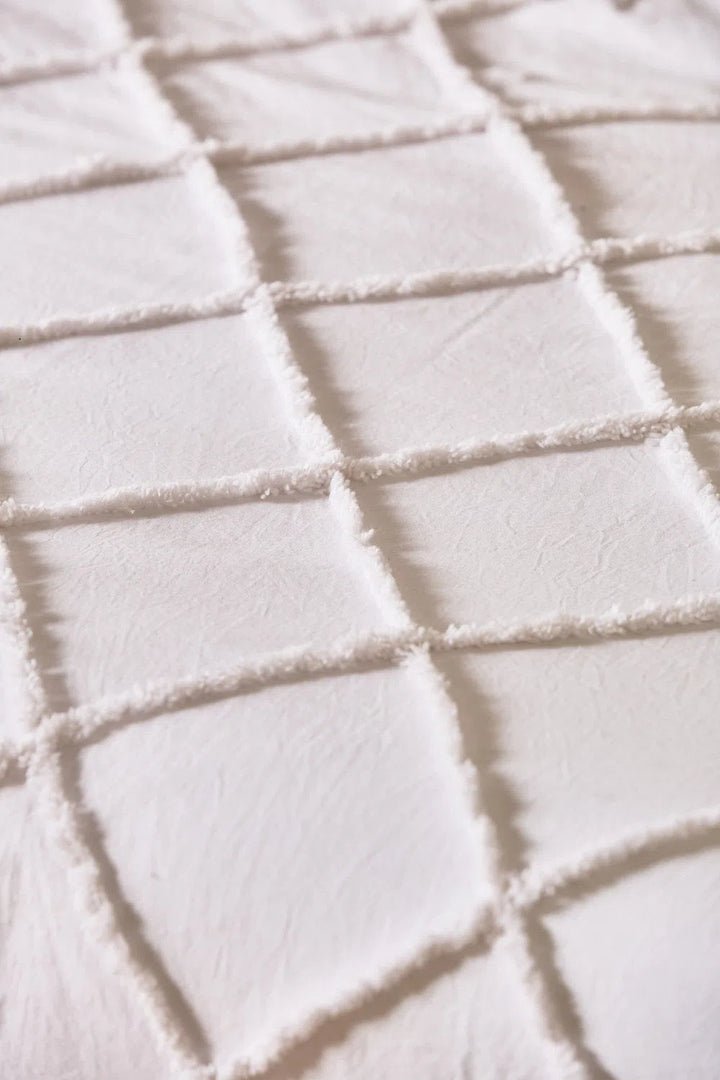 Funda nórdica de algodón con relieve de rombos blanco Royal-Calma House
