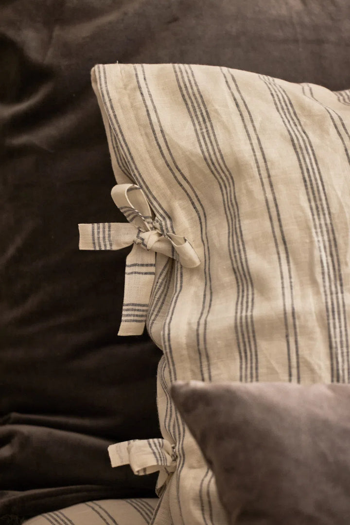 Funda nórdica + funda de almohada de lino gris Sasal-Calma House