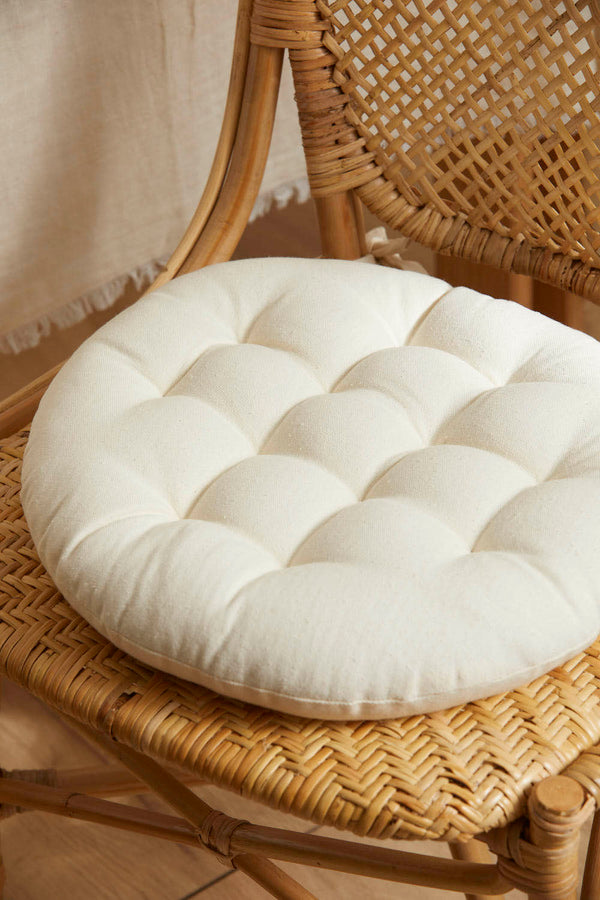 Gavema round washable beige cotton chair pad