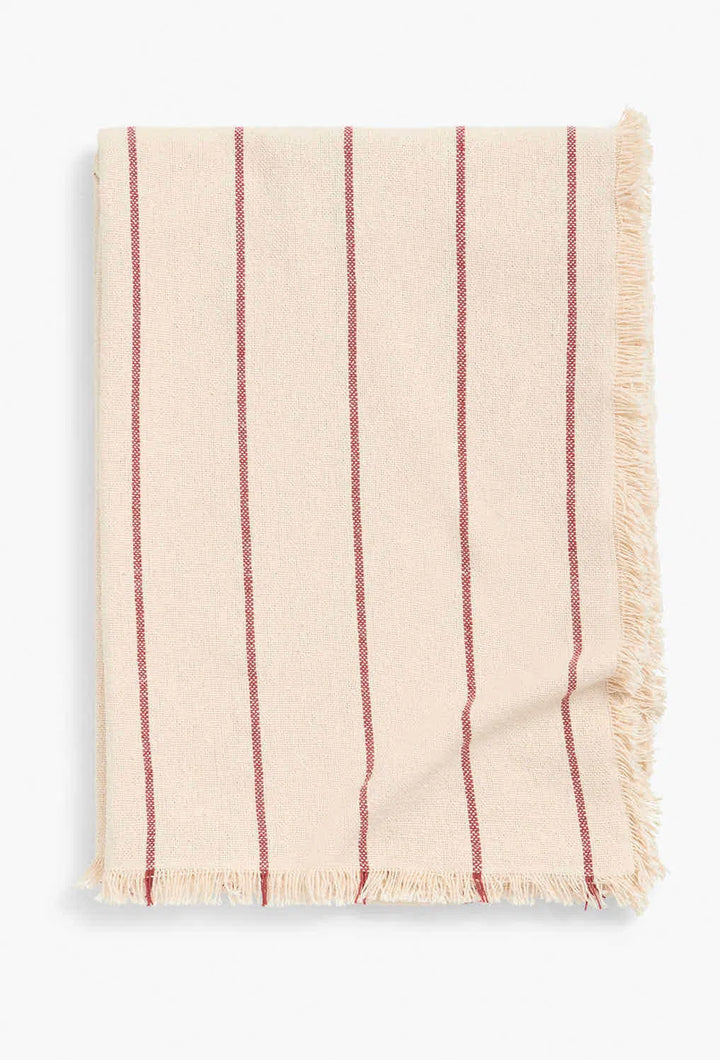Mantel de algodón a rayas rojo Ploma-Calma House