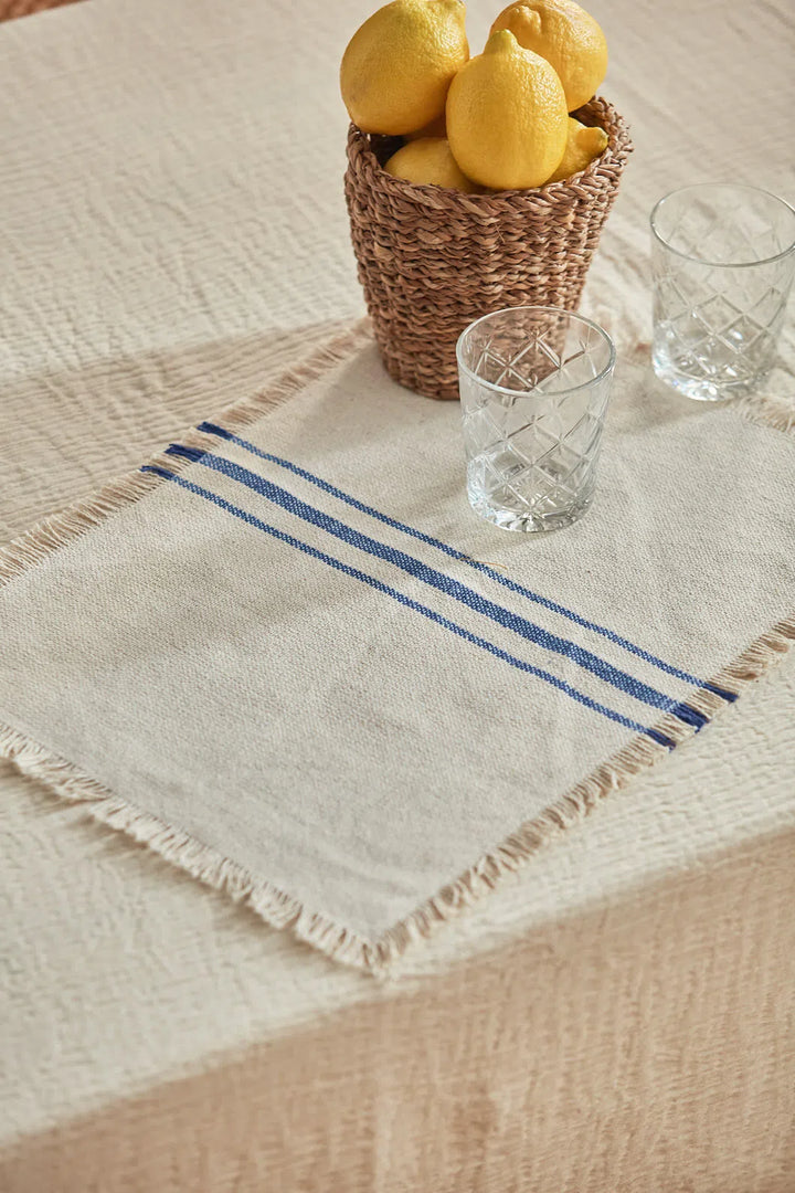 Mantel individual de algodón a rayas azules Capri-Calma House