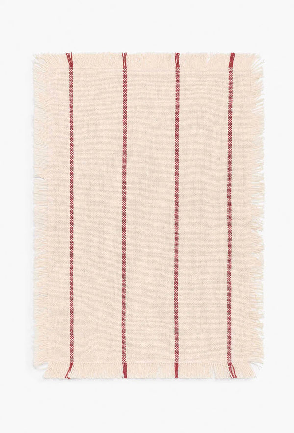 Mantel individual de algodón a rayas rojo Ploma-Calma House