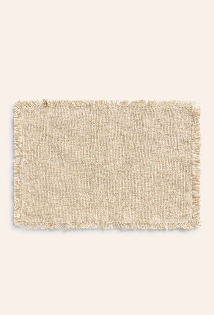 Mantel individual de lino y algodón beige Arga-Calma House