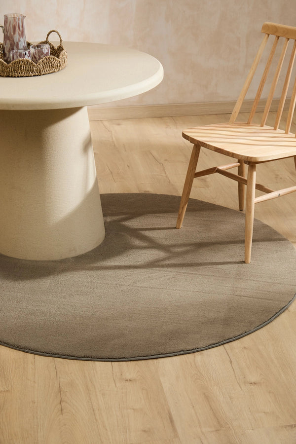 Tapis rond lavable à poils doux en gris Apollo