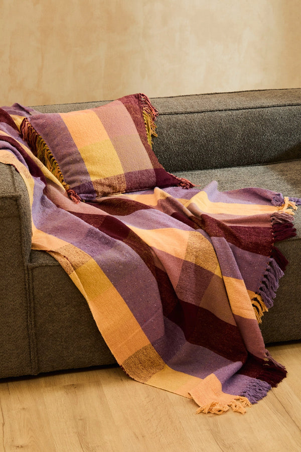 Plaid de algodón con flecos Croma