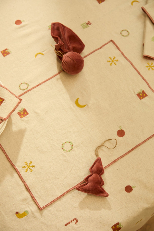 Mantel individual de lino bordado Joy