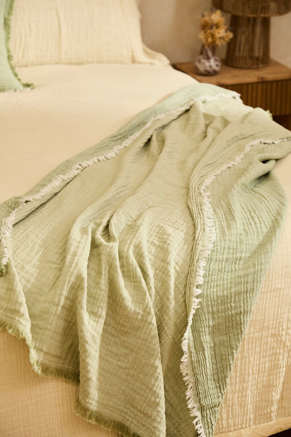 Plaid de muselina de algodón verde Layer