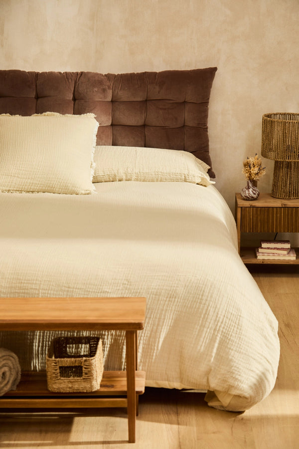 Funda nórdica + juego de almohada de muselina de algodón crudo Layer