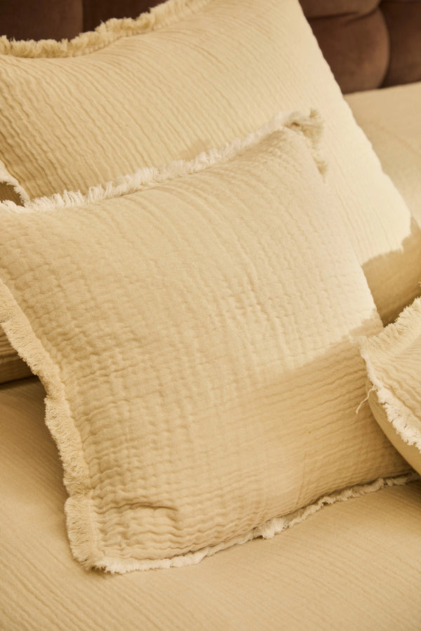 Funda de cojín cuadrada de muselina de algodón cruda Layer