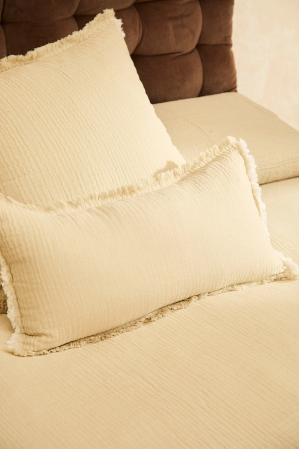 Funda de cojín rectangular de muselina de algodón cruda Layer