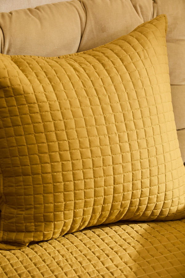 Funda de cojín cuadrada acolchada mostaza Narbonne
