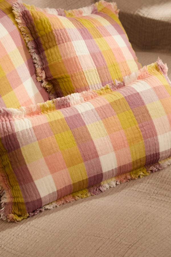 Funda de cojín rectangular de vichy multicolor Nasau