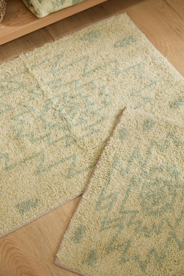 Alfombra de baño con diseño étnico verde Neptuno