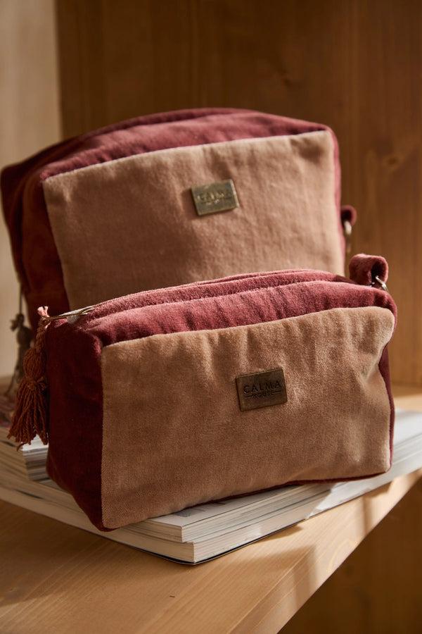 Neceser de terciopelo en tonos tierra Osaka