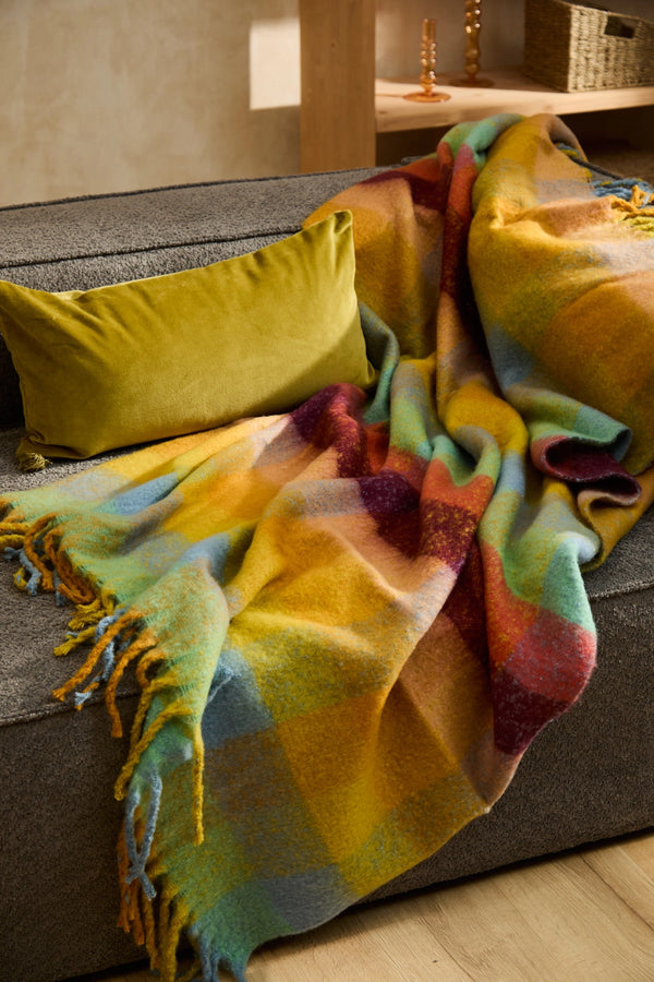 Plaid a cuadros mostazas Oslo