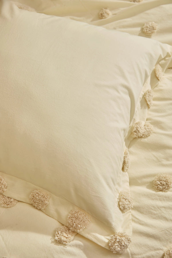 Funda de cojín cuadrada de algodón con tufting Peonia