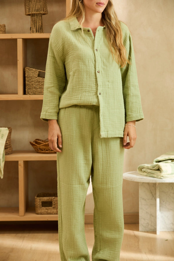 Pijama de muselina verde Tierra