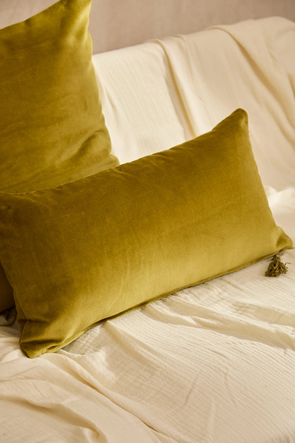 Funda de cojín rectangular de terciopelo verde Velour